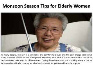 Senior Women Suggestions for the Monsoon Season