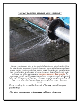 IS HEAVY RAINFALL BAD FOR MY PLUMBING