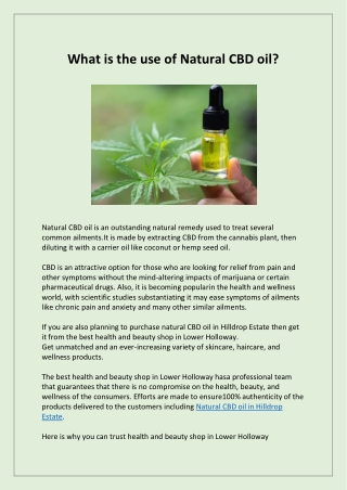 What is the use of Natural CBD oil