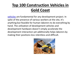 Top 100 Construction Vehicles in Gold Coast