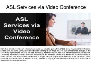 ASL Services via Video Conference