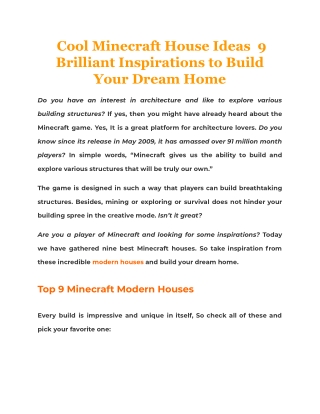 Cool Minecraft House Ideas  9 Brilliant Inspirations to Build Your Dream Home