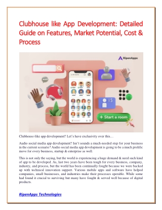 Clubhouse like App Development Detailed Guide on Features Market Potential Cost  Process