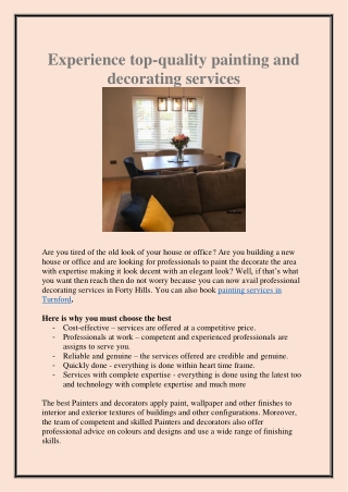 Experience top-quality painting and decorating services