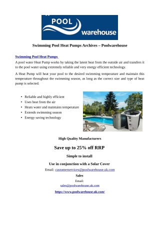 Swimming Pool Heat Pumps Archives – Poolwarehouse