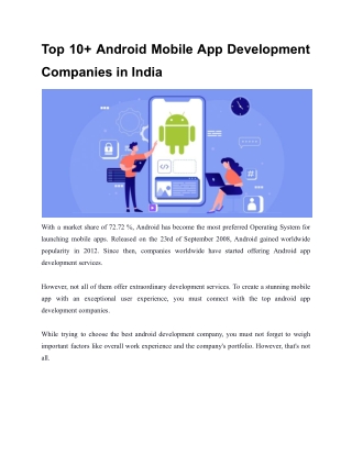 Top 10  Android Mobile App Development Companies in India