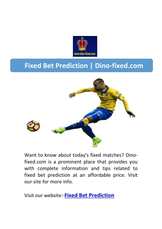 Fixed Bet Prediction | Dino-fixed.com