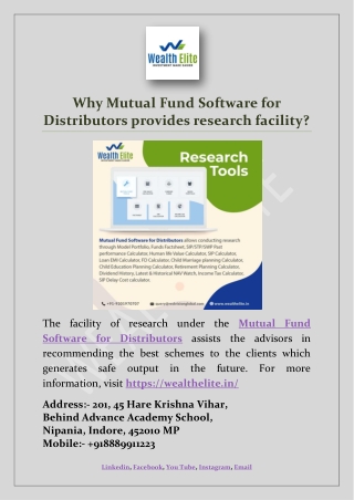 Why Mutual Fund Software for Distributors provides research facility