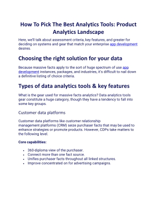 How To Pick The Best Analytics Tool