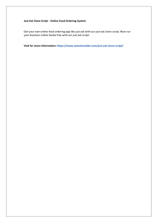 Just Eat Clone Script - Online Food Ordering System