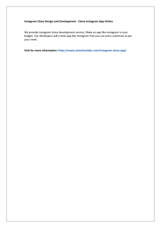 Instagram Clone Design and Development - Clone Instagram App Online