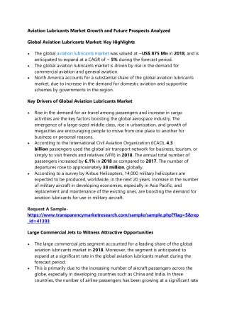 Aviation Lubricants Market Growth and Future Prospects Analyzed