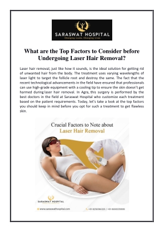 What are the Top Factors to Consider before Undergoing Laser Hair Removal?