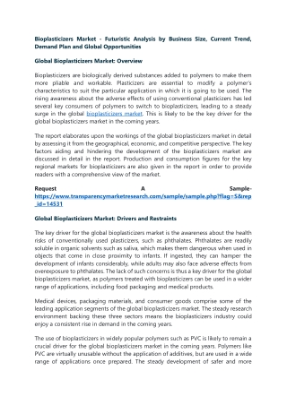 Bioplasticizers Market-Futuristic Analysis by Business Size, Current Trend, Dema