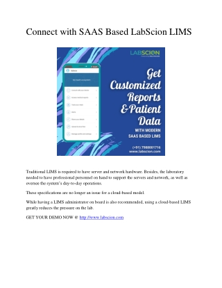 Connect with SAAS Based LabScion LIMS
