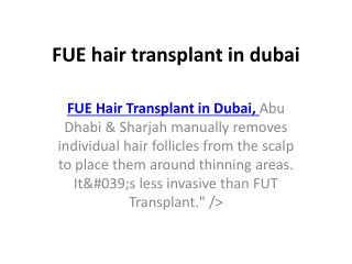 FUE HAIR TRANSPLANT IN DUBAI