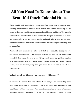 All You Need To Know About The Beautiful Dutch Colonial House