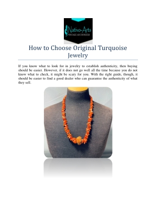 How to Choose Original Turquoise Jewelry