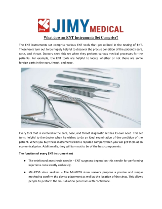 What does an ENT Instruments Set Comprise?