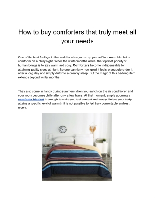 How to buy comforters that truly meet all your needs - Google Docs