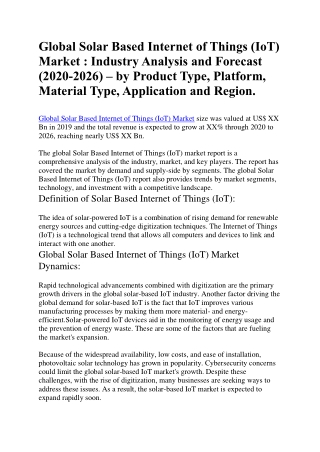 Global Solar Based Internet of Things
