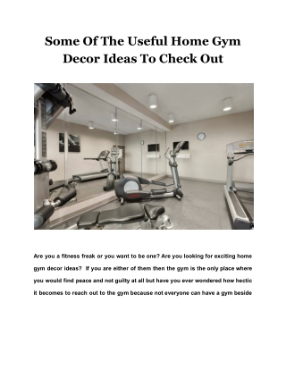 Some Of The Useful Home Gym Decor Ideas To Check Out