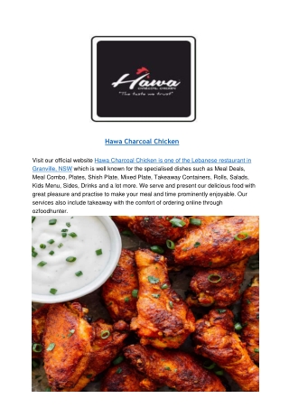 Hawa Charcoal Chicken Granville Menu, NSW - 10% Off