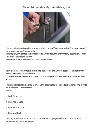 DistinctSolutionsGivenByLocksmithLongmont