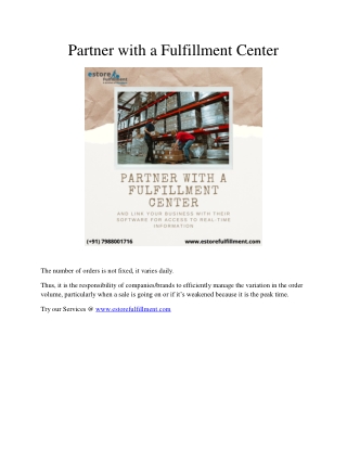 Partner with a Fulfillment Center