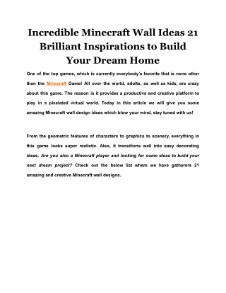 Incredible Minecraft Wall Ideas 21 Brilliant Inspirations to Build Your Dream Home