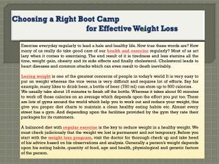 Choosing a Right Boot Camp for Effective Weight Loss