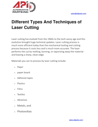 Different Types And Techniques of Laser Cutting