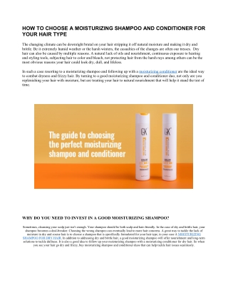 MOISTURIZING SHAMPOO AND CONDITIONER FOR YOUR HAIR