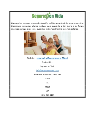 Seguro De Vida Permanente Miami  Segurosenvida.com