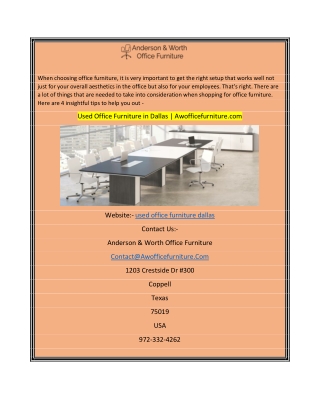 Used Office Furniture in Dallas Awofficefurniture.com