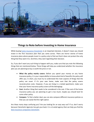 Things to Note before Investing in Home Insurance