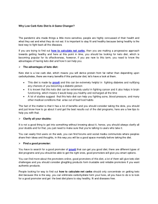 Why Low Carb Keto Diet Is A Game Changer?