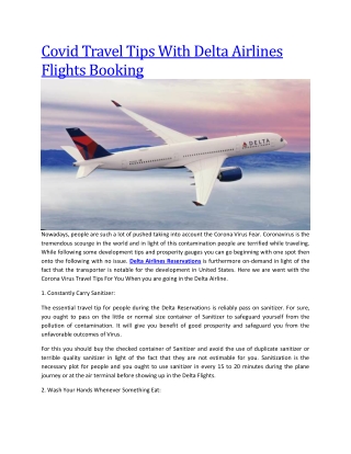Covid Travel Tips With Delta Airlines Flights Booking