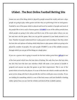 Ufabet - The Best Online Football Betting Site