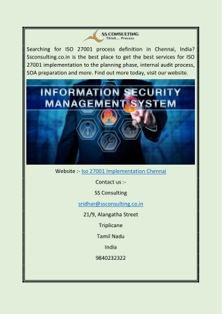 Iso 27001 Implementation Chennai