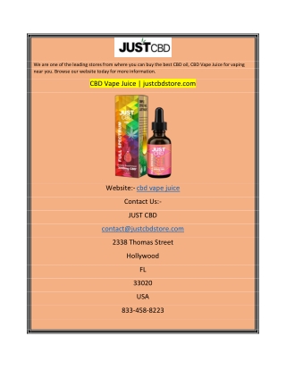 CBD Vape Juice  justcbdstore.com