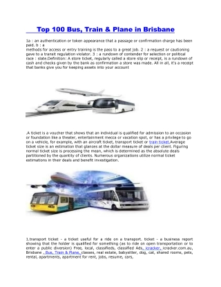 Top 100 Bus, Train & Plane in BRISBANE-converted