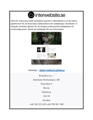 Digital webbbyrå Göteborg  Interwebsite.se