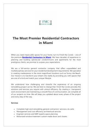 Residential Contractors In Miami