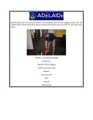Electrical Test and Tag Cost  Adelaide test and tagging