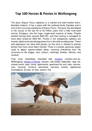 Top 100 Horses & Ponies in Wollongong