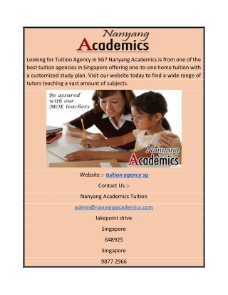 Best Tuition Agencies or Agency in Singapore