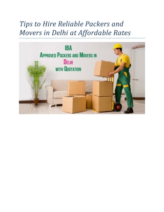 Tips to hire reliable, professional packers and movers in Delhi at affordable rates