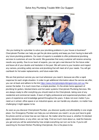 SolveAnyPlumbingTroubleWithOurSupport