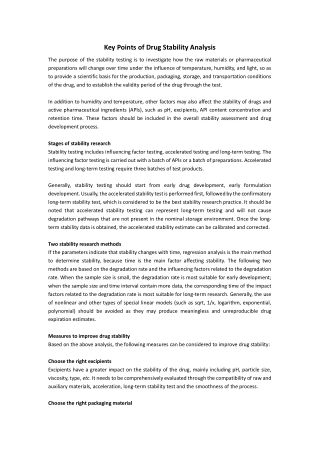 Key Points of Drug Stability Analysis